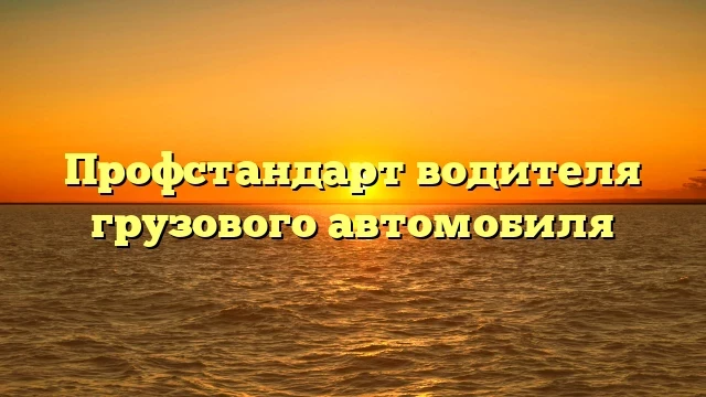 Профстандарт для водителя грузового автомобиля